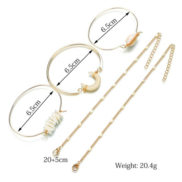 Boho Nature Horn Shell Bracelets Set - Picture 4 of 4